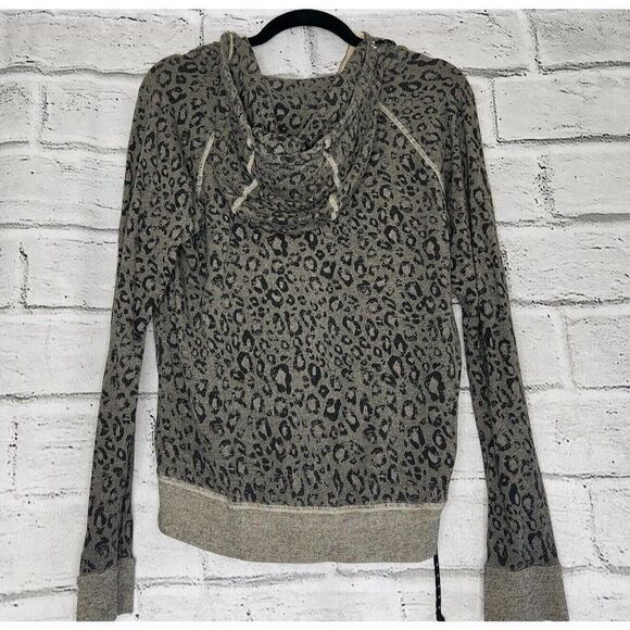 Sundry Ivory Leopard-print Long-Sleeved Women's Size 0 XS Hooded jacket - Picture 2 of 8